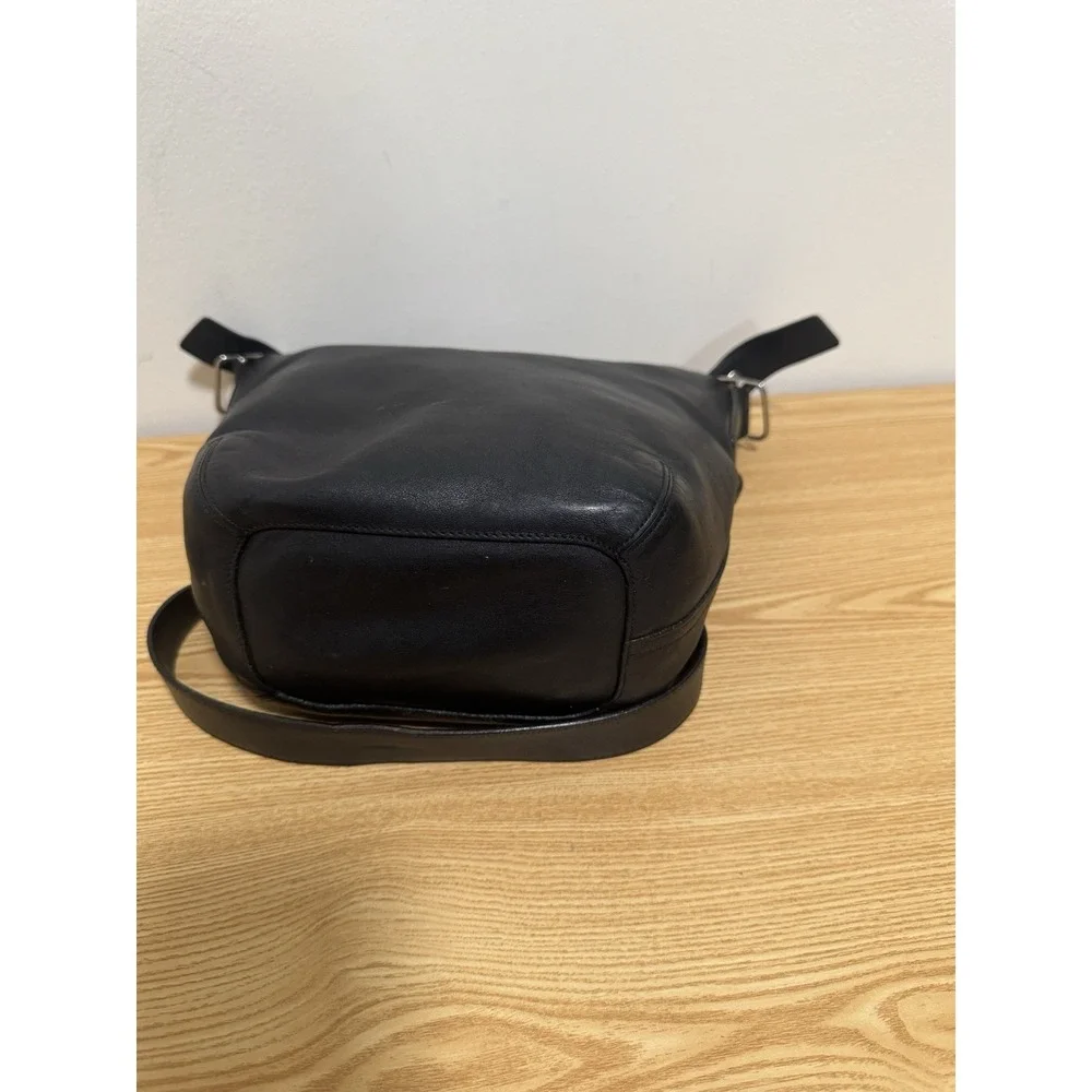 Vintage Coach Legacy Gloved Tan 9186 Black Leather Bucket Shoulder Bag Hobo Soho